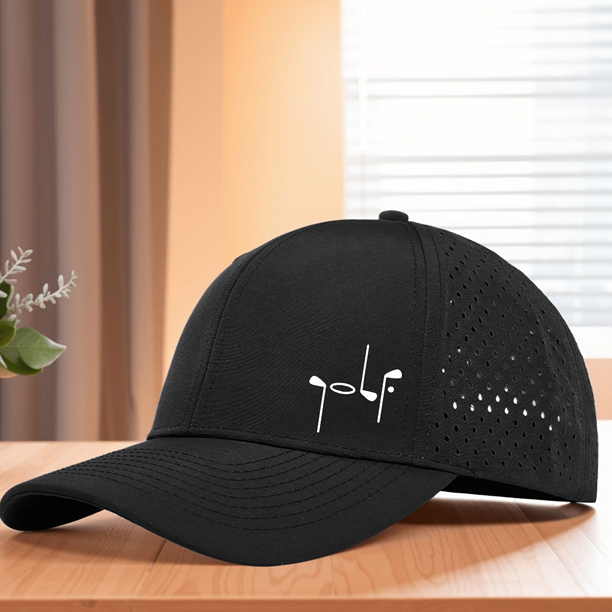 Golf-Themed 6-Panel Cap with Laser Hole Mesh Back, Quick-Dry Breathable - Image 8