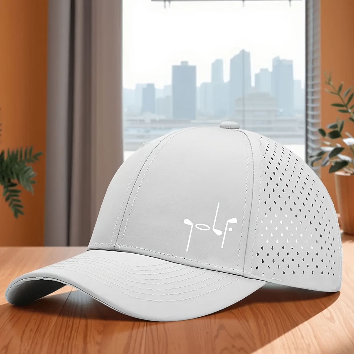Golf-Themed 6-Panel Cap with Laser Hole Mesh Back, Quick-Dry Breathable - Image 7