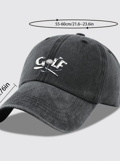 1pc Golf Printed Baseball Cap - Adjustable Breathable Trucker Hat with Golf Club & Ball Design