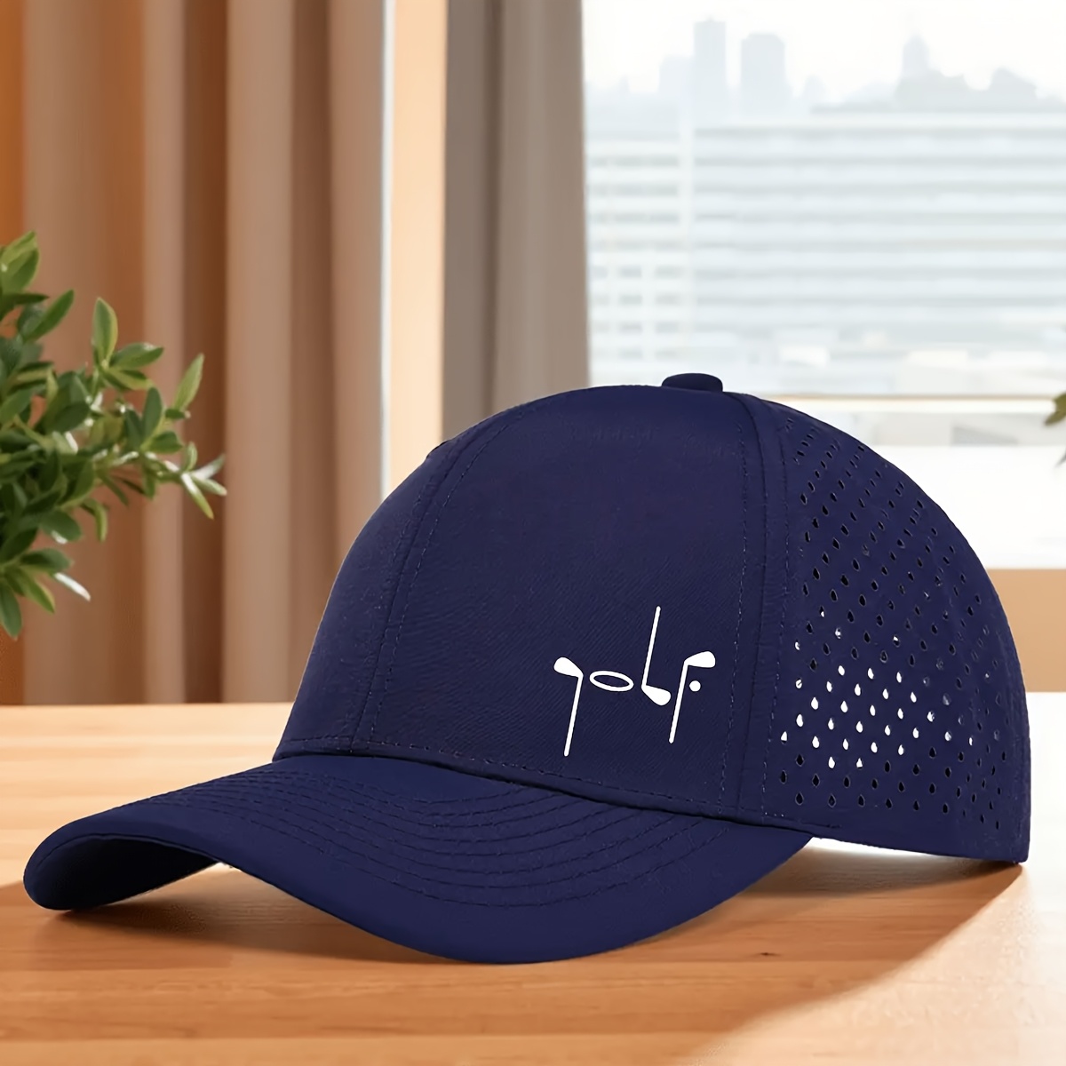Golf-Themed 6-Panel Cap with Laser Hole Mesh Back, Quick-Dry Breathable - Image 6