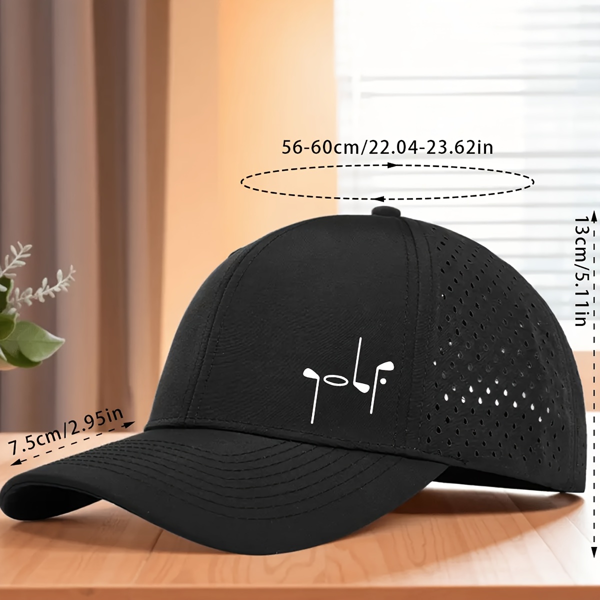 Golf-Themed 6-Panel Cap with Laser Hole Mesh Back, Quick-Dry Breathable - Image 3