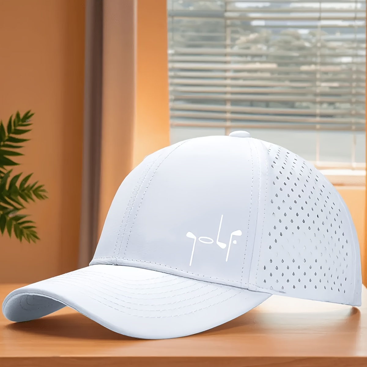 Golf-Themed 6-Panel Cap with Laser Hole Mesh Back, Quick-Dry Breathable - Image 5