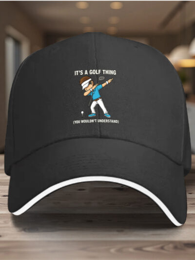 1pc Men's Golf-Themed Adjustable Snapback Cap