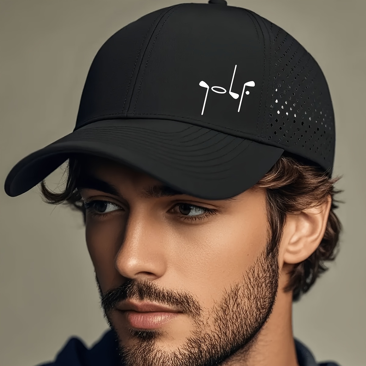 Golf-Themed 6-Panel Cap with Laser Hole Mesh Back, Quick-Dry Breathable - Image 2