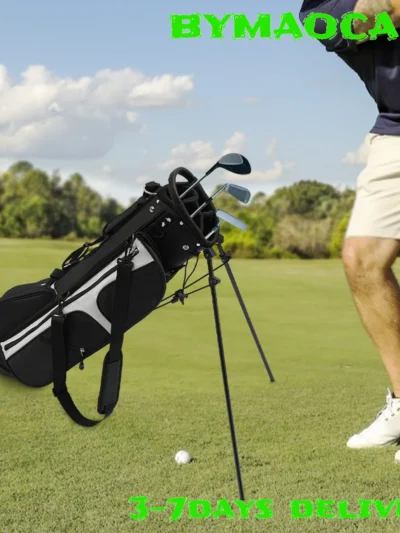Golf Club Stand Bag with 3 Dividers 5 Pockets, Waterproof Nylon Adjustable Legs for Stability, Lightweight for Men and Women