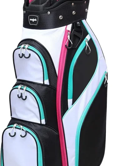 Vintage 80s Retro Golf Bag for Women in Black, White, Teal & Pink - Premium Quality