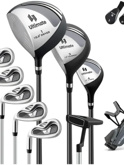10-Piece Men's Golf Club Set with 460cc Driver, 3 Wood, Hybrid, Irons, Putter